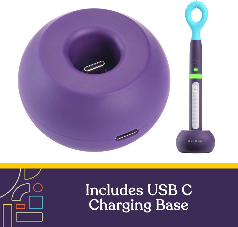 Rechargeable Buzz Buddy Oral Motor Stimulation kit with 12 Soft Textured Interch