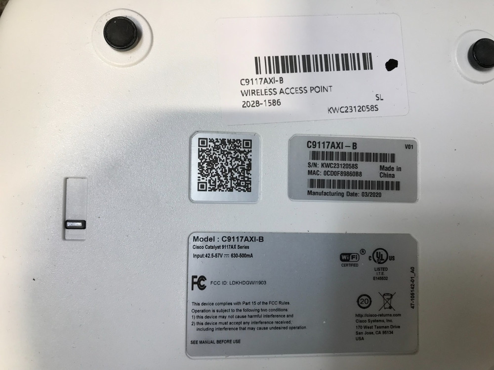 CISCO C9117AXI-B Wireless Access Point - White - WIPED! *
