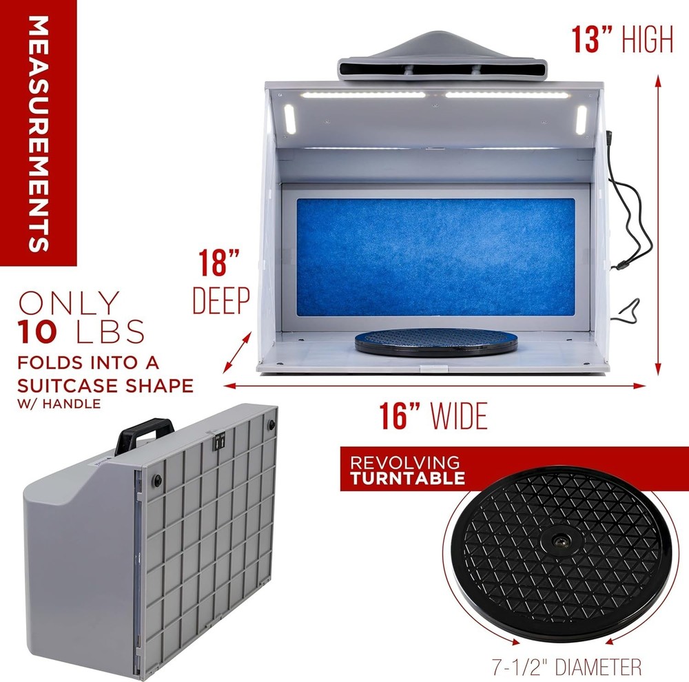 Compact Airbrush Spray Booth with Dual Fans & Turntable for Creative Projects