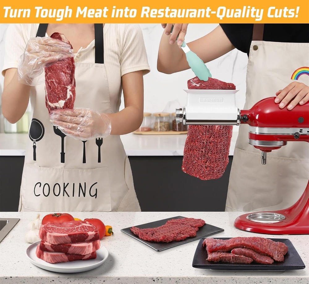 Adjustable 3 Thickness Meat Tenderizer Attachment for Kitchenaid Mixers, Dishwas