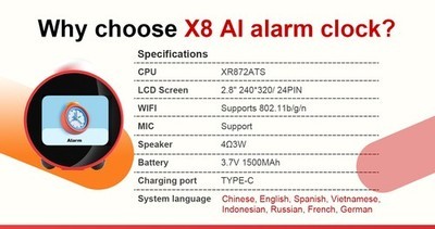 Bluetooth 5.0 WiFi AI Smart Clock Display Speaker Clock Connection