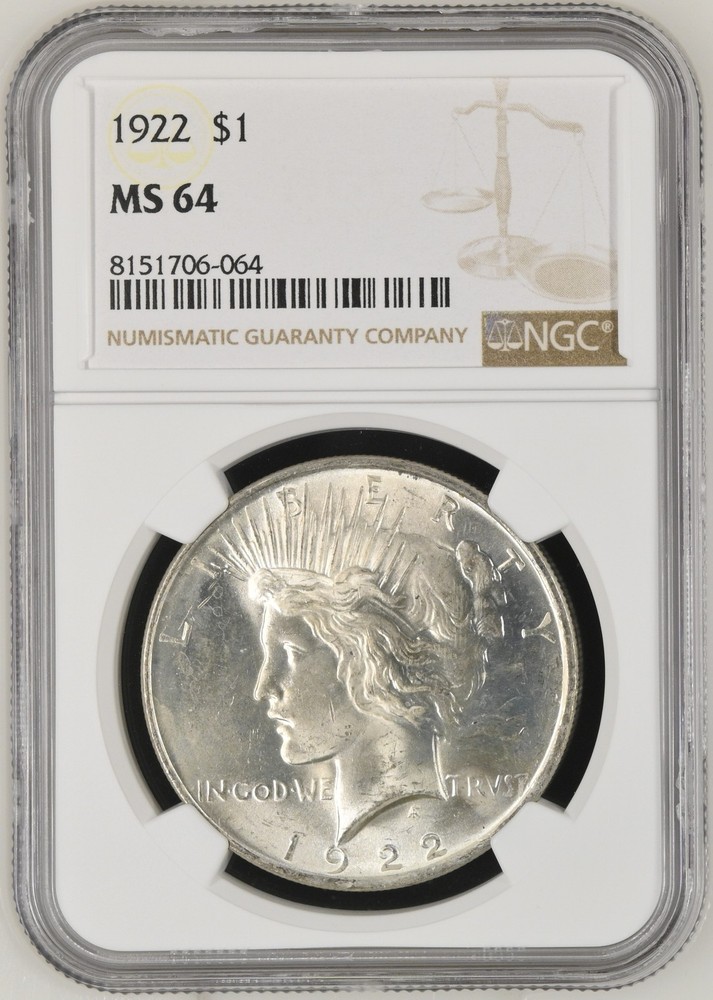 1922 Peace Silver Dollar NGC MS-64