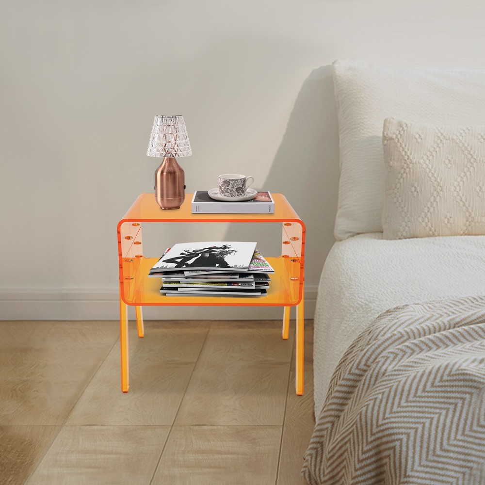 Orange Rectangular Side End Table/Night Stand Acrylic Side Table 40*30*43.2cm