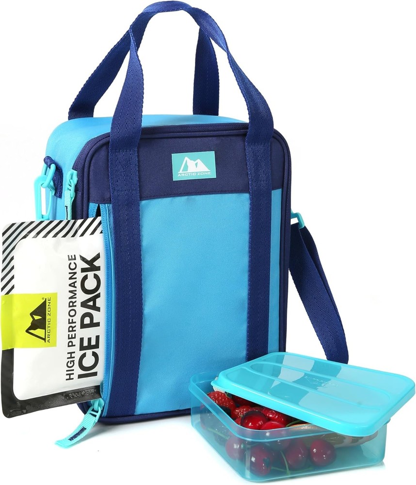 Lunch Box Combo W/ 210g Ice Pack & Sandwich Container Checkered