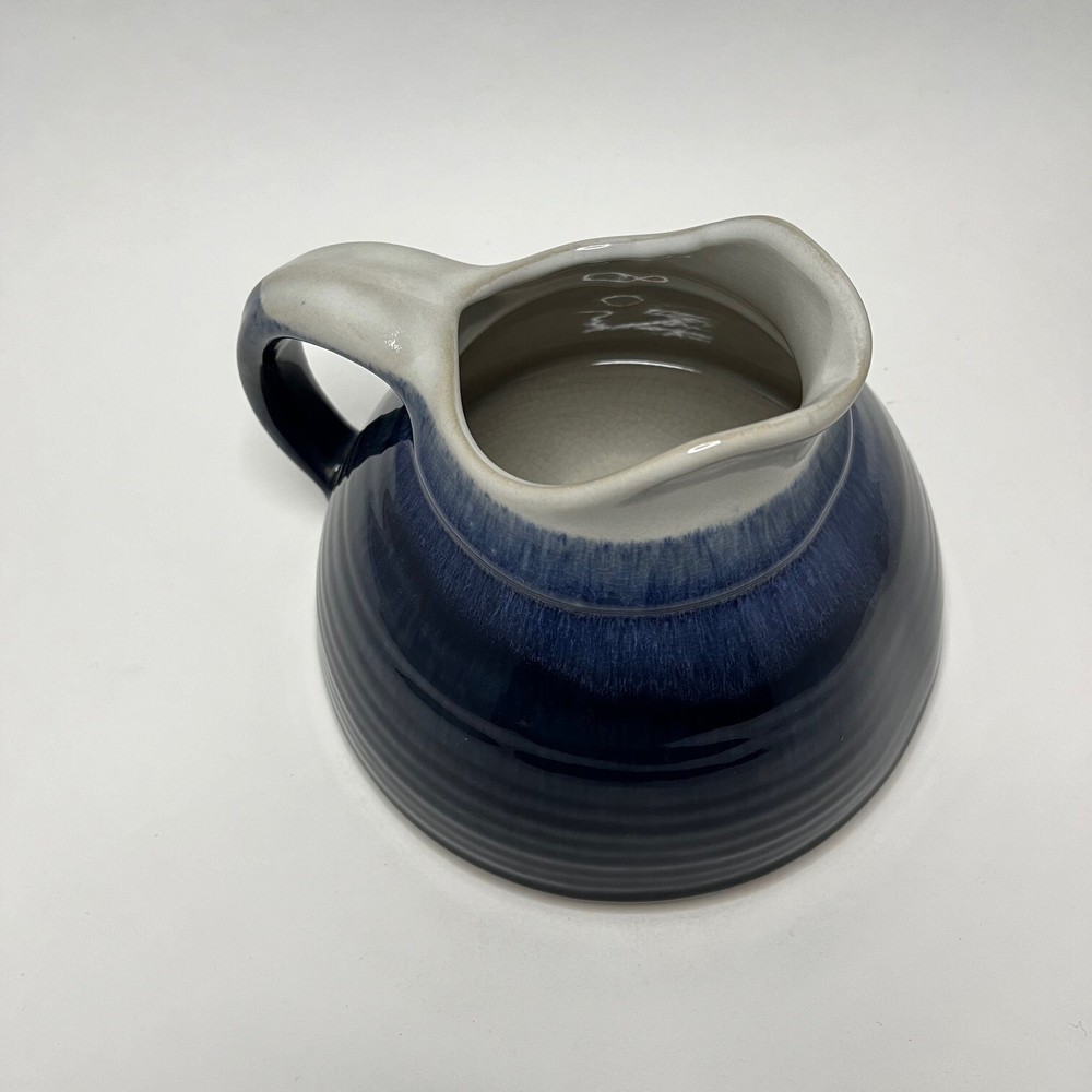 Blue Glazed Ceramic Dome Shaped 64 Ounce 6 Inch Pitcher Scuff Resistant Bottom