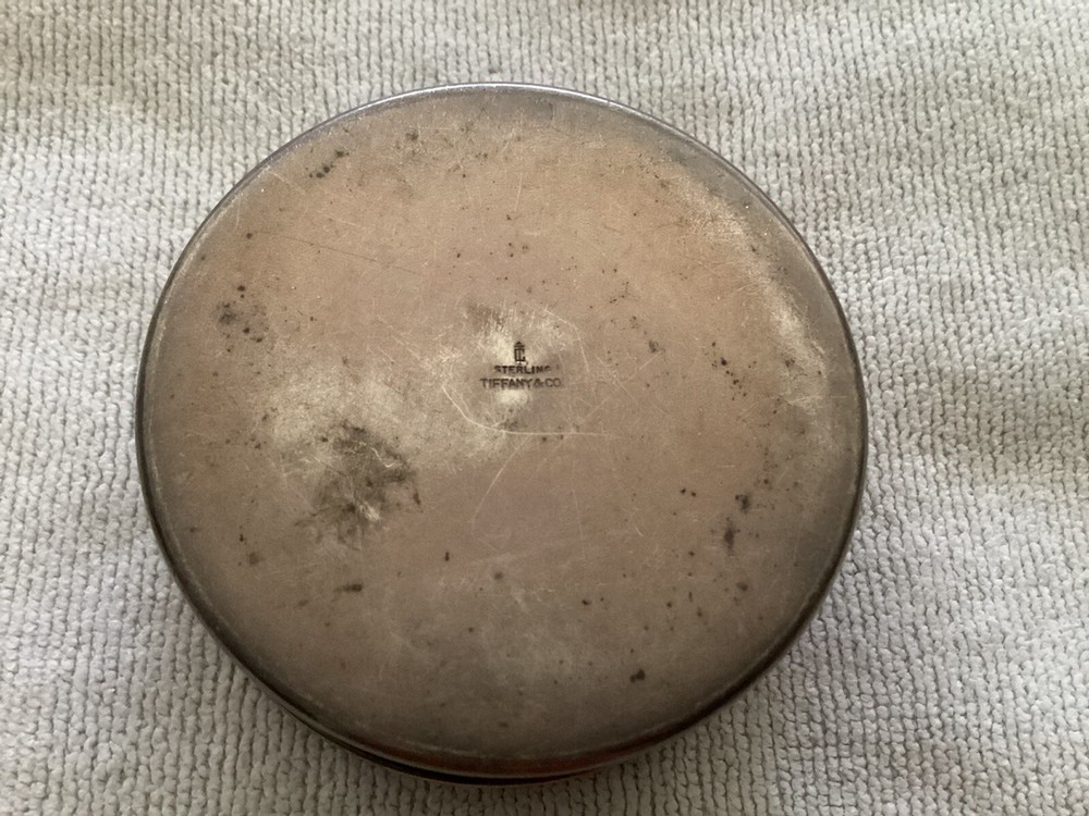 TIFFANY & CO. STERLING SILVER ROUND TRINKET BOX MONOGRAMMED
