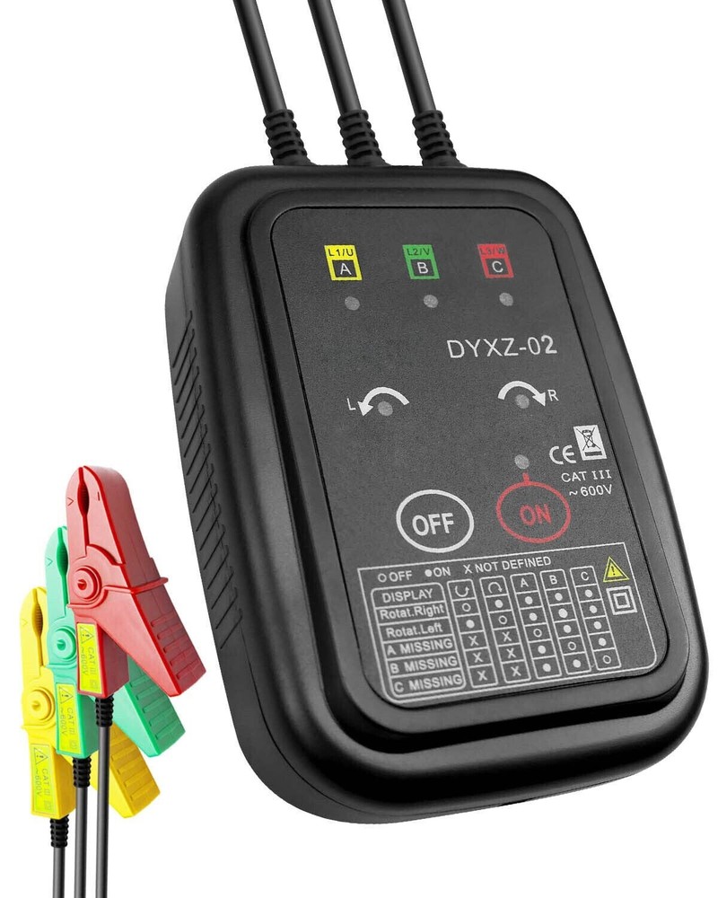 Rotation Meter 3Phase Sequence Detection Circuit Break Live Power Voltage Detect