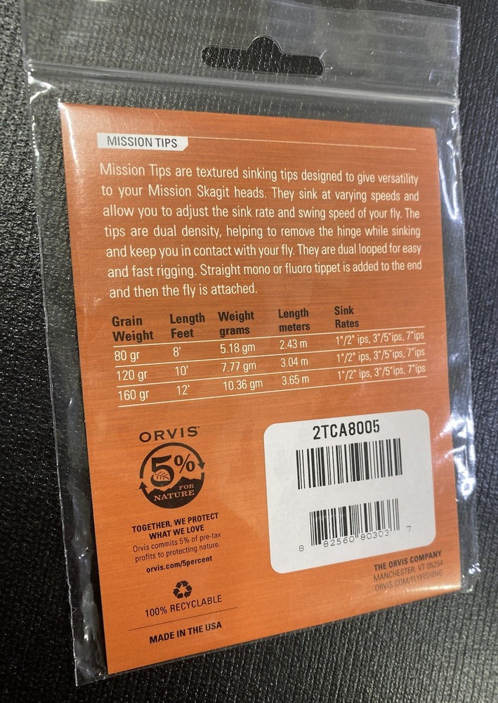 Orvis 80GR Mission Tips Pack, 4 Piece Pack And Leader Wallet, Original Packaging