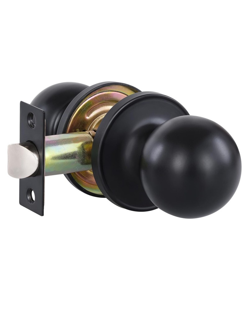 Lanwandeng Matte Black Passage Keyless Door Knobs for 1 Pack, No Keys