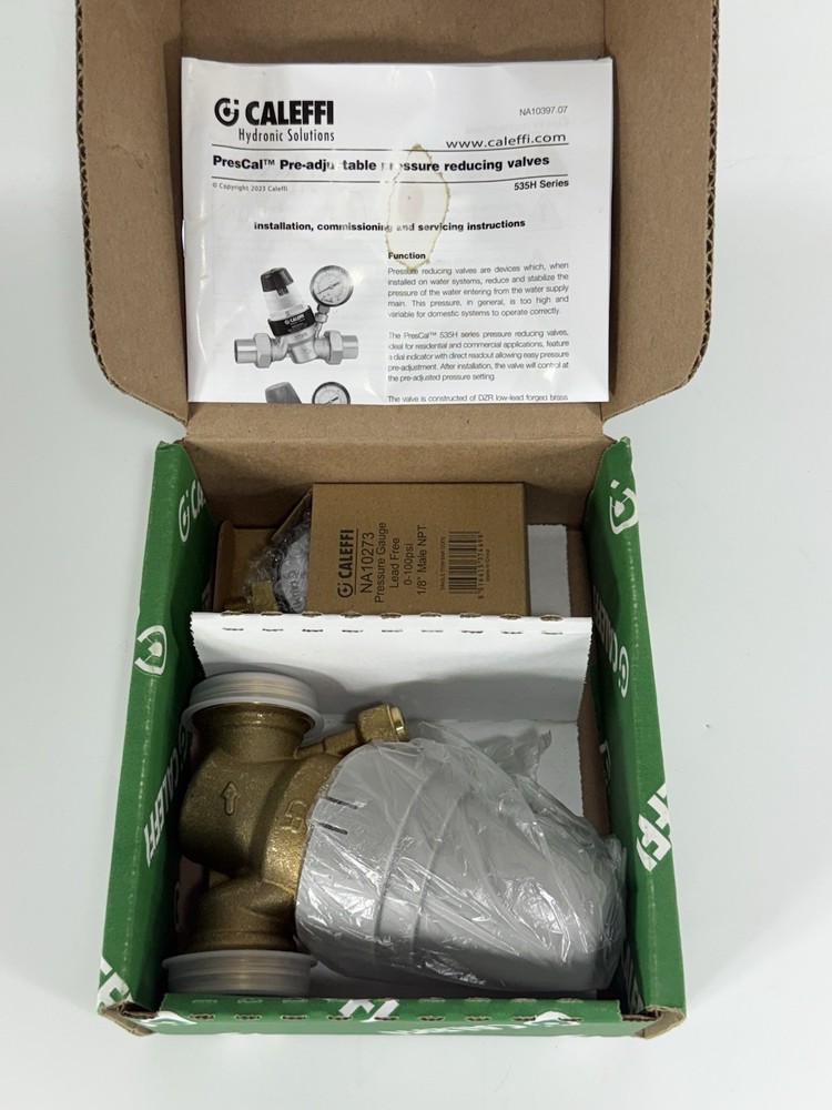 Caleffi PresCal 1" Pre-Adjustable Pressure Reducing Valves with Gauge NA535861HA