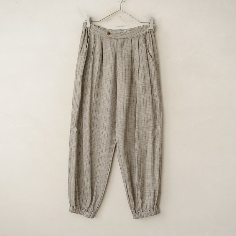 Lisette Linen-Blend Graph Check Jogger Pants Size 38