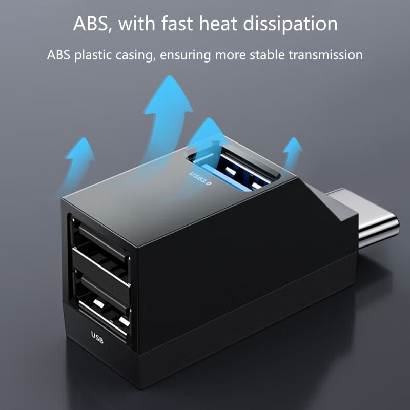 USB Type C 3 Port Splitter Adapter 5Gbps Speed Wide Compatibility