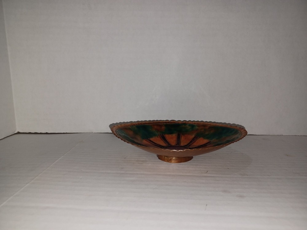 Artisan Enamel and Copper Footed Trinket Dish