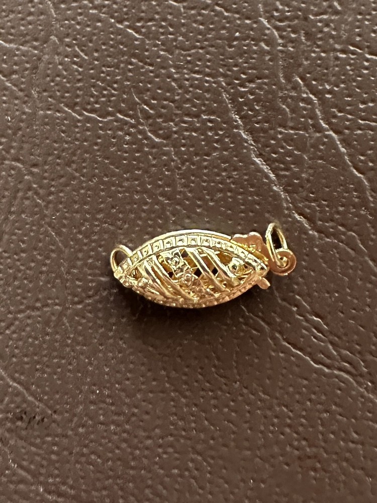 14 kt solid gold filigree clasp for single strand