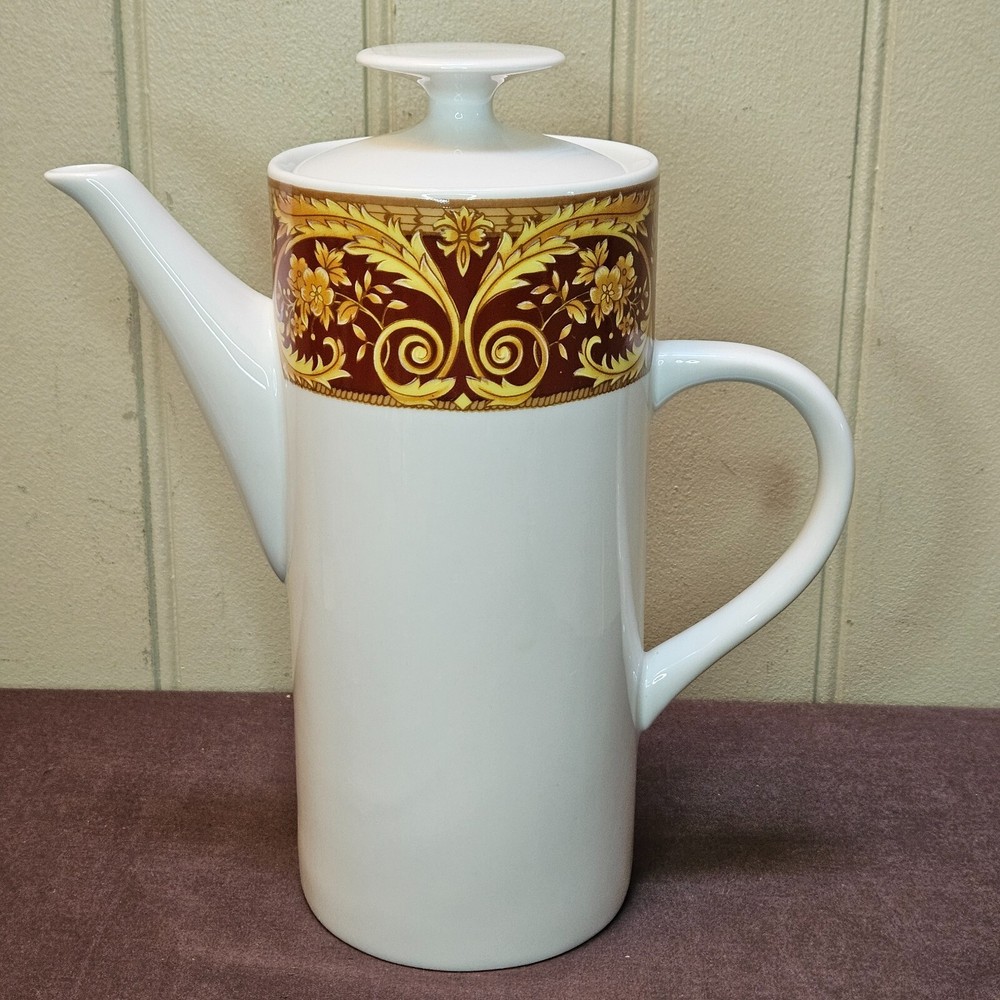 Lynns Fine China VALETTA RED Pattern 9” Coffee Pot w/Lid
