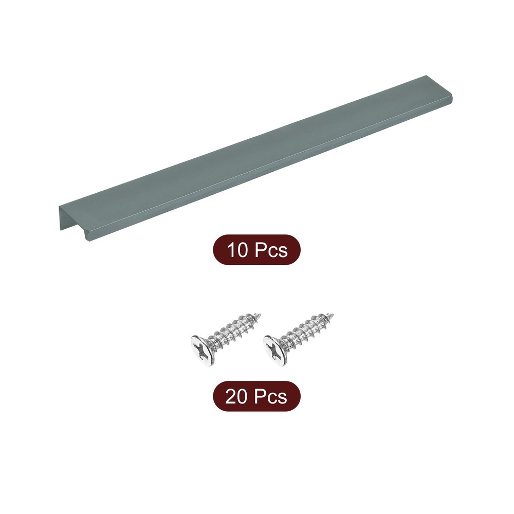 Cabinet Edge Finger Pull, 10pcs 300mm / 11.81" Hidden Cabinet Pulls, Gray