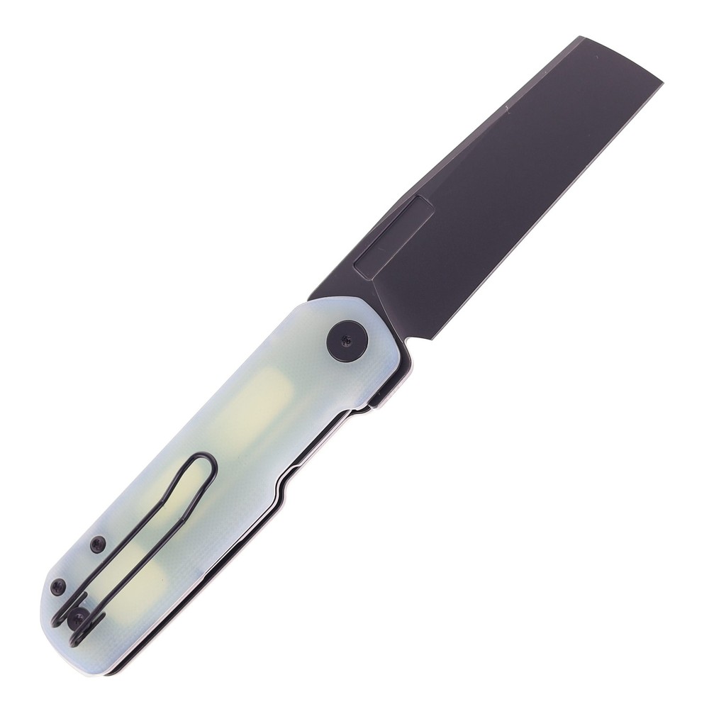 Vero Engineering Avid 2 Folding Knife Jade Ti Handle S45VN Cleaver Plain Edge