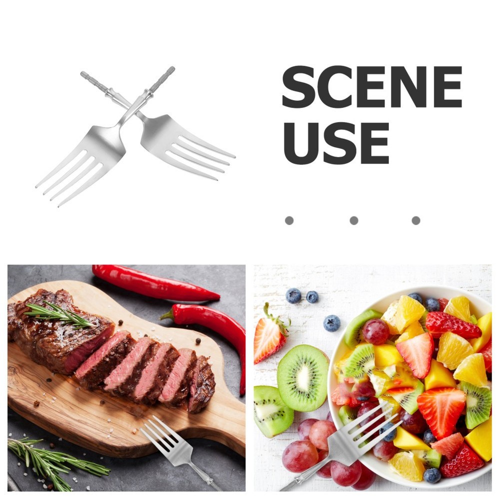 2 Pcs Replacement Heads for Cutlery Dishwasher Safe Fork Component