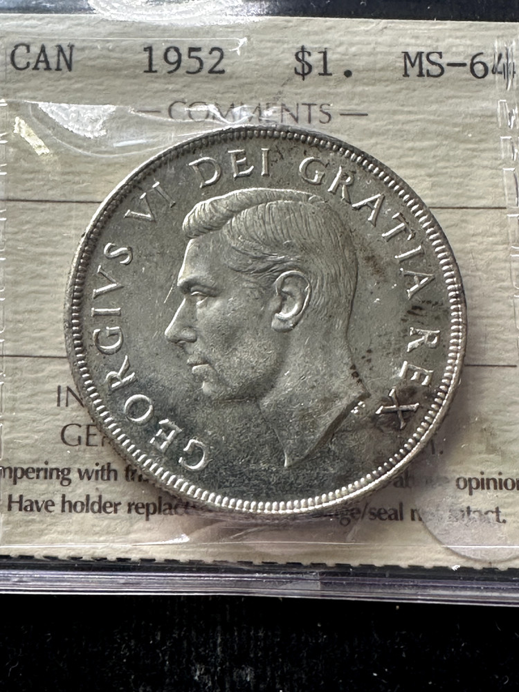 1952 WL ICCS Graded Canadian Silver Dollar **MS-64** # PB 461