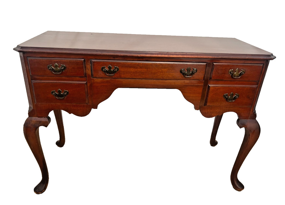 Vintage Desk Vanity, Chippendale Style, Three Dovetail Drawers, Solid Cherry
