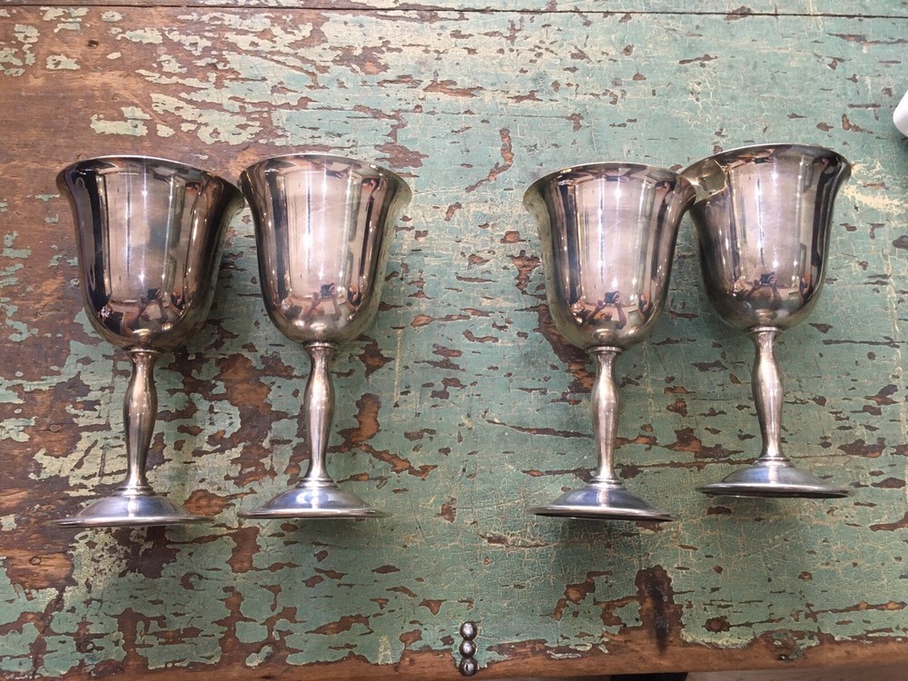 Antique Silver Plated Goblets 3 In Diameter