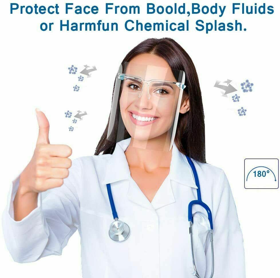 8 Pack Reusable Glasses Frame Face Shield Clear Visor Protective from Droplets.