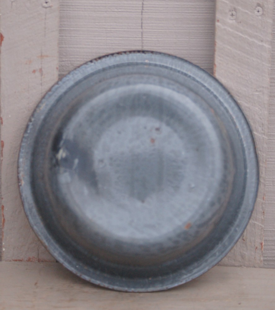 Graniteware Enamelware Pan Bowl Basin Primitive Kitchen Tool Gray Rustic a