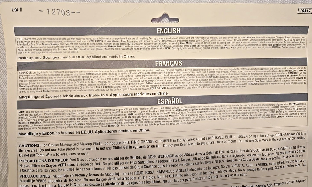 Rubies SUPER VALUE Makeup Kit package never opened