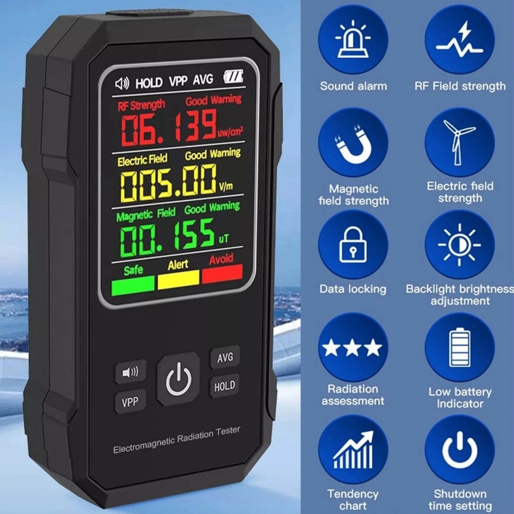 Digital Electromagnetic Radiation Detector EMF Meter with Lock Screen Function