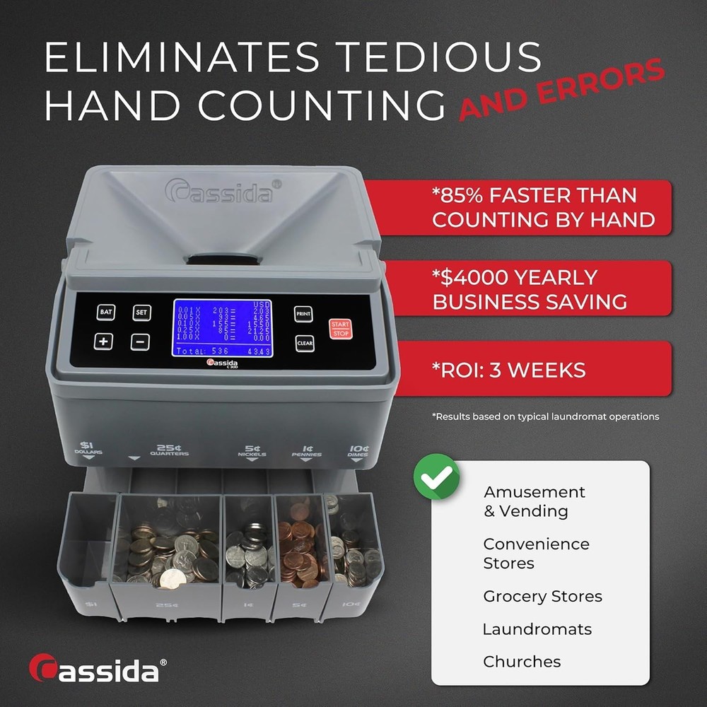 High-Speed Coin Counter and Wrapper with Quickload - Portable Convenience