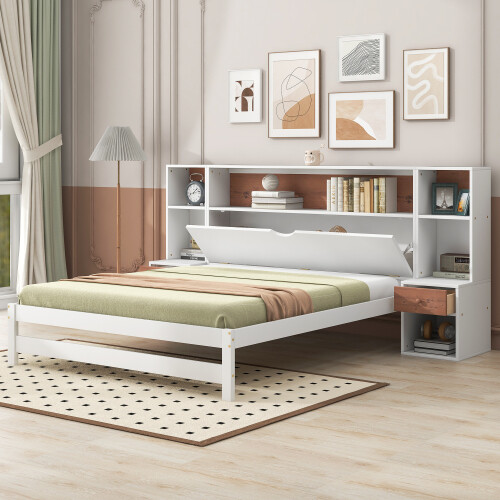 Twin Full Size Platform Bed Frame w/ Storage Headboard & Nightstand Bedroom Sets