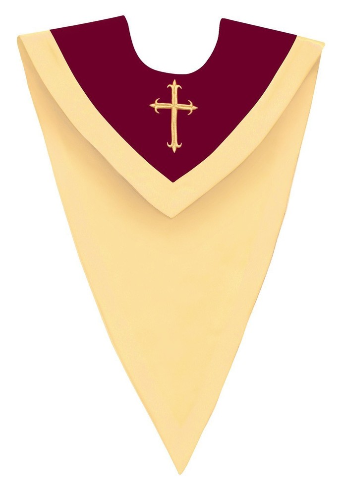 Maroon/Gold V-Neck Choir Stole