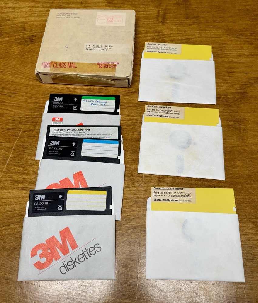 1988 MicroCom Systems 5.25” DOS Software Lot w/ Original Mailer