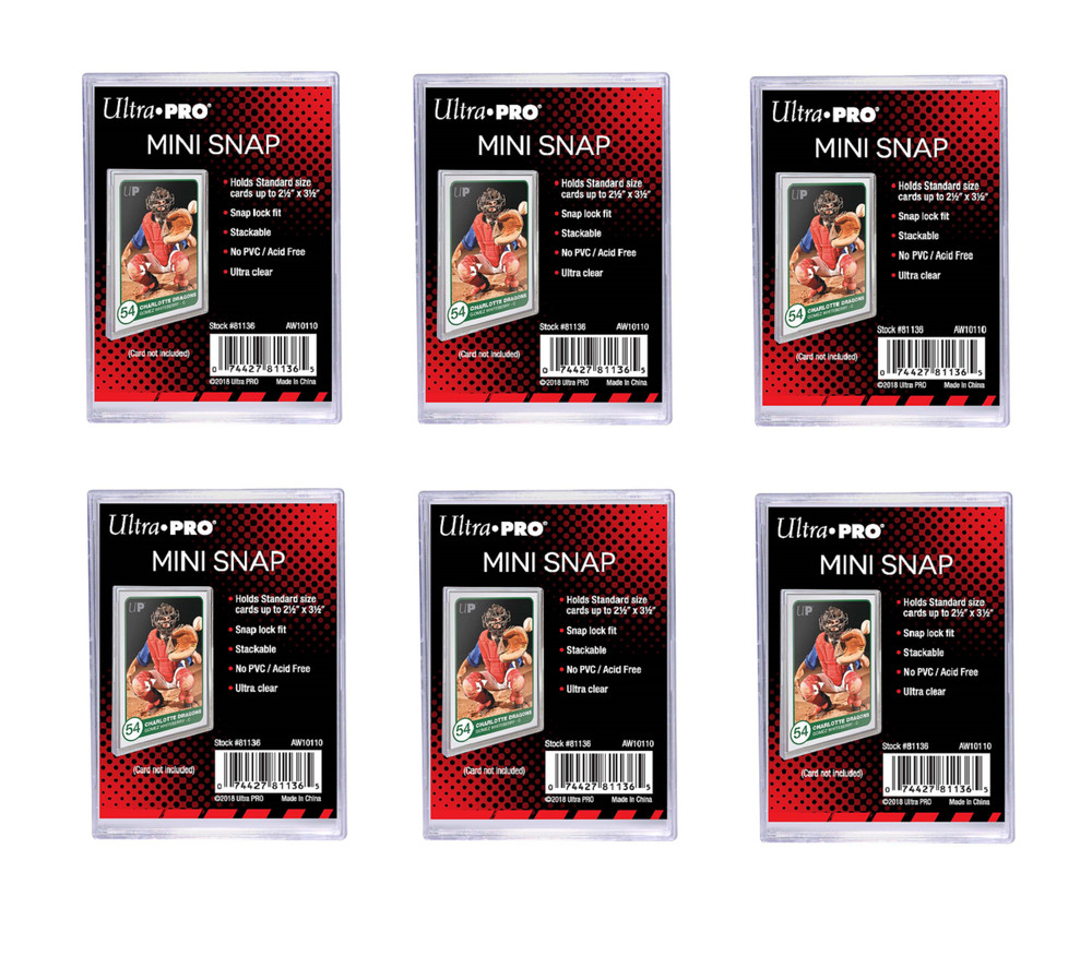 (6-Pack) Ultra Pro Mini Snap Card Holders Stackable Standard Size Archival Safe