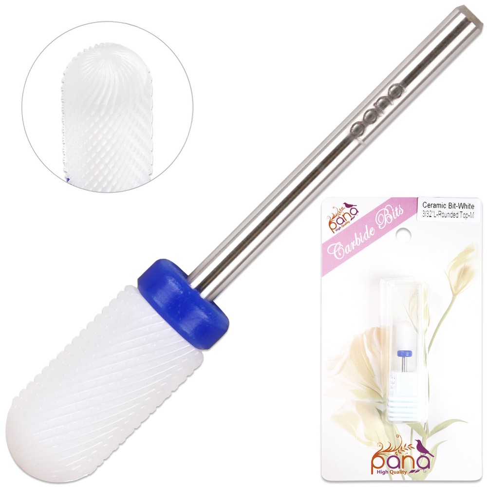 Professional Ceramic White Round Top Large Barrel Bit Nail Drill Medium Grit