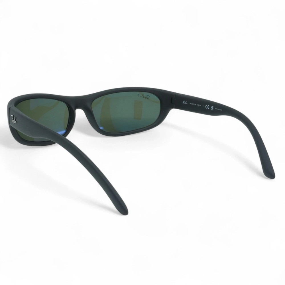 Men Ray-Ban Predator Rectangular Matte Black/ Green Polarized Sunglasses RB4033