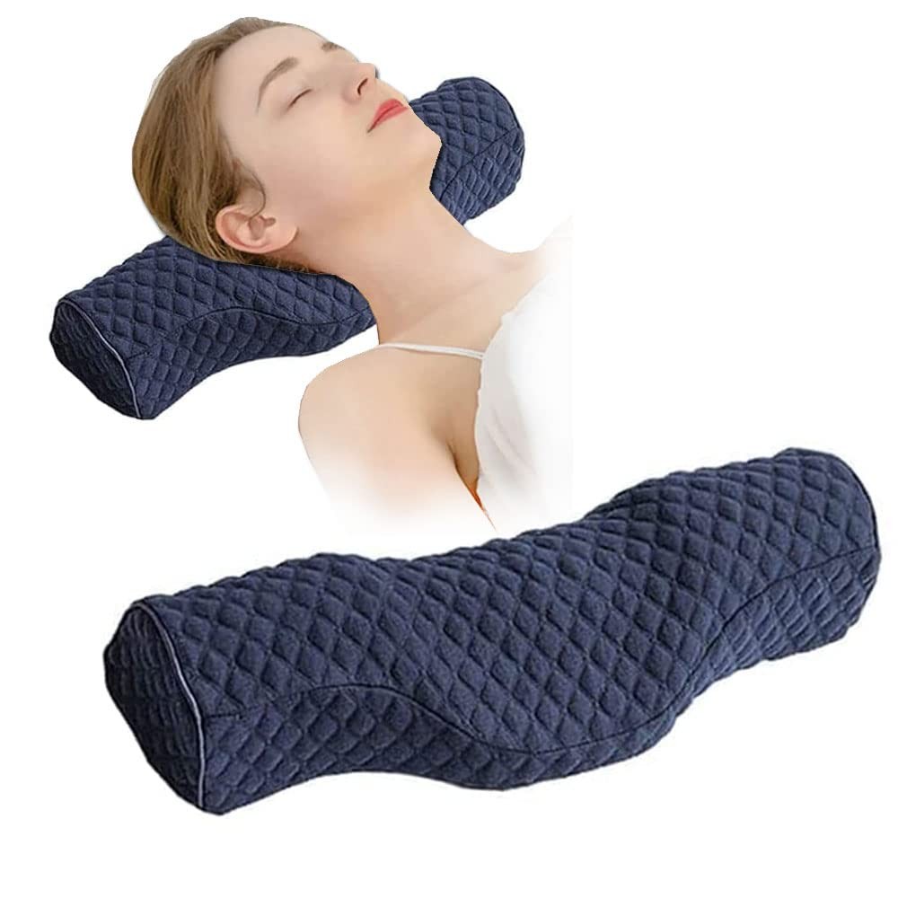Cervical Neck Pillow for Pain Relief Sleeping, roll Memory Blue