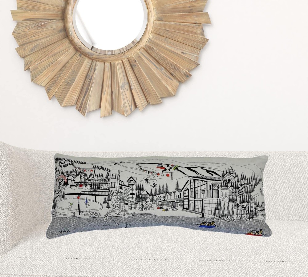 35 White Vail Daylight Skyline Lumbar Decorative Pillow
