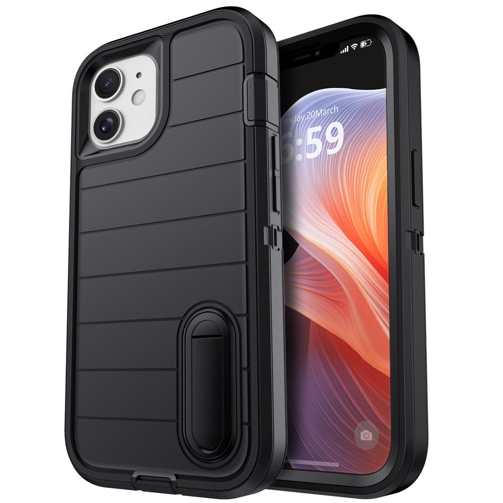 For iPhone 12/Pro/Pro Max Protective Phone Case Mini Kickstand 3in1 Layer Cover