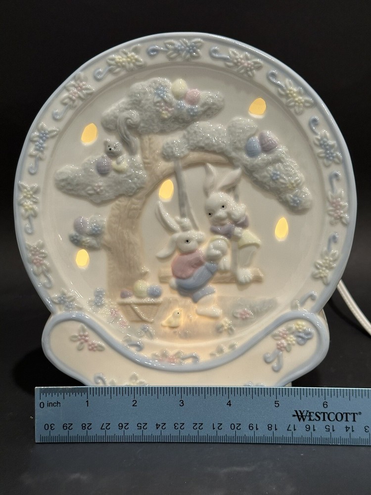 Long Rich Easter Rabbits Ceramic Night Light