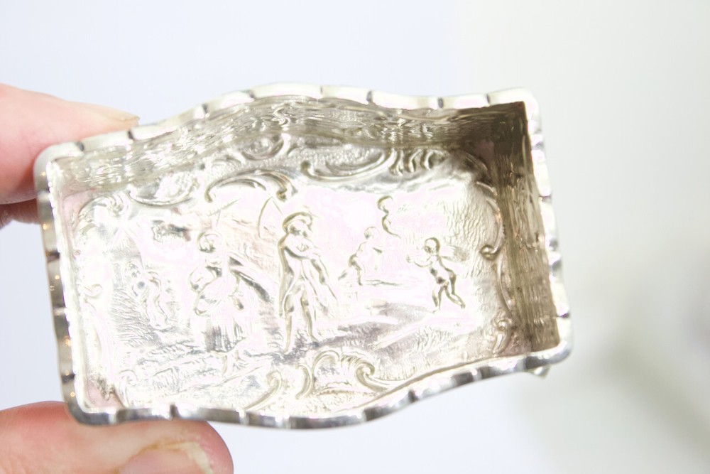 Solid silver antique Dutch decorative box dish pot