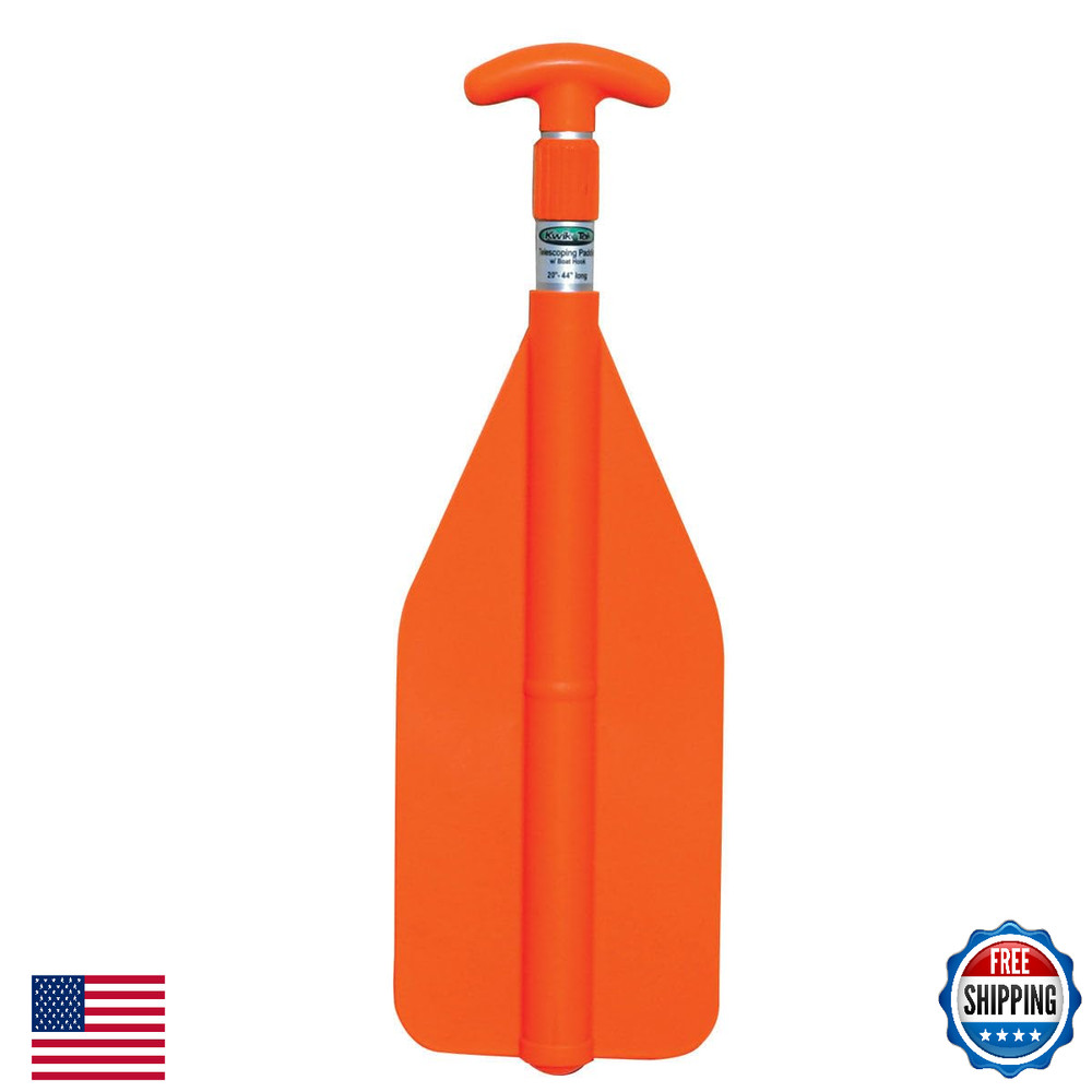 Telescoping Paddle 20-42" Adjustable Aluminum Shaft Boat Hook Orange Blade