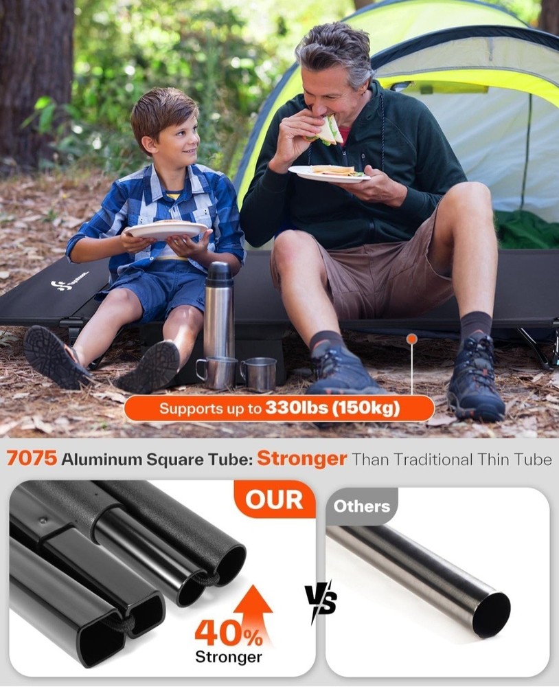 Sportneer Camping Cot: 31.5’’ Extra Wide Compact Sleeping Cot with Side Pocket