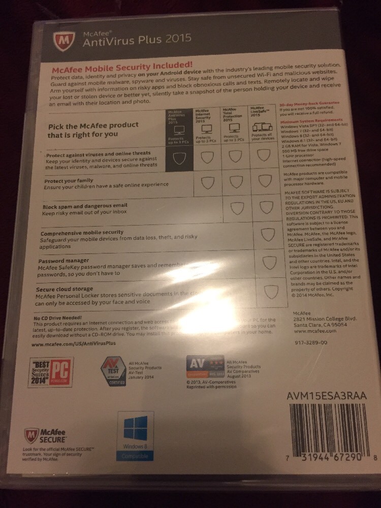 McAfee AntiVirus Plus Premium Edition, Includes McAfee Mobile Security 2015