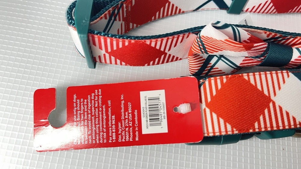 Merry & Bright MB Green Red Plaid Dog Collar (Medium)