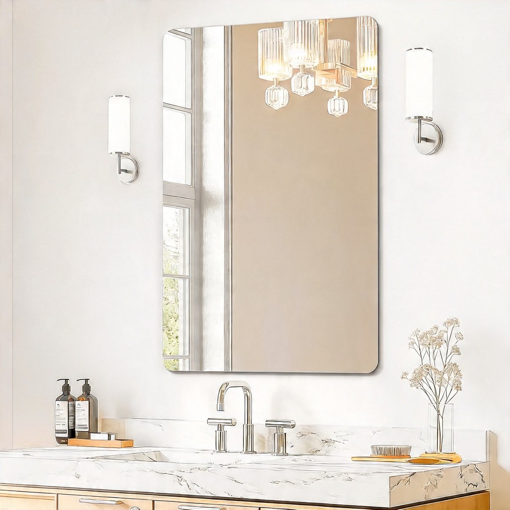 USHOWER 24x36" Frameless Bathroom Mirror Rectangle Wall Vanity Mirror Tempered