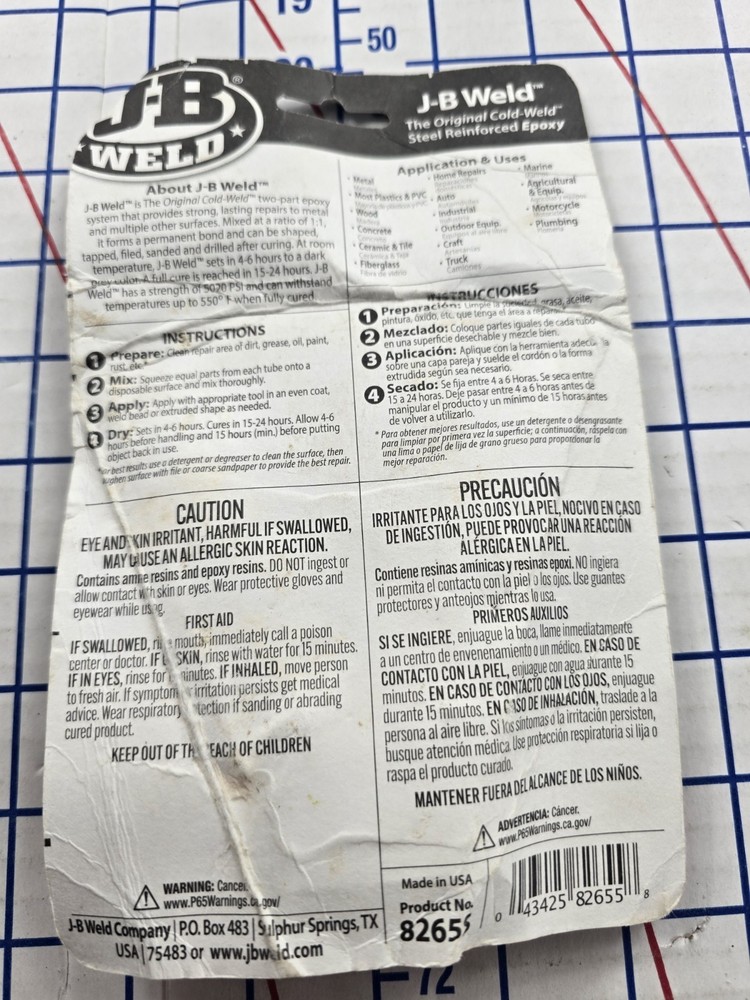 8265S Original Cold-Weld Steel Reinforced Epoxy - 2 oz.
