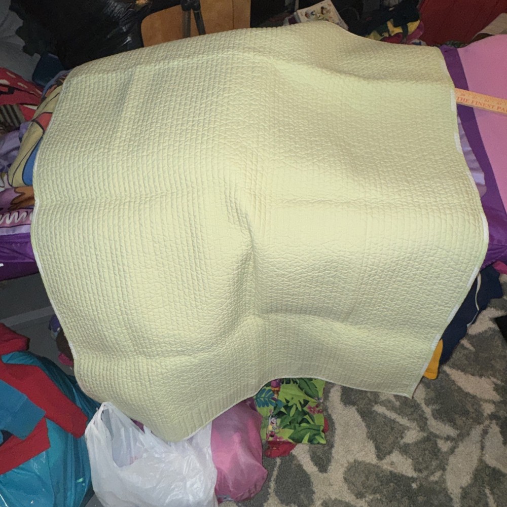 Reversible pottery barn kids throw blanket Green & White Stripes & Solid Green