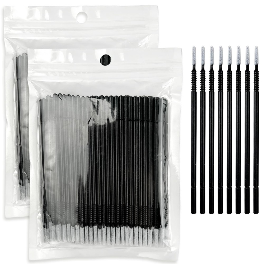 200PCS Disposable Micro Applicator Brushes – Mini Precision Swabs for Black