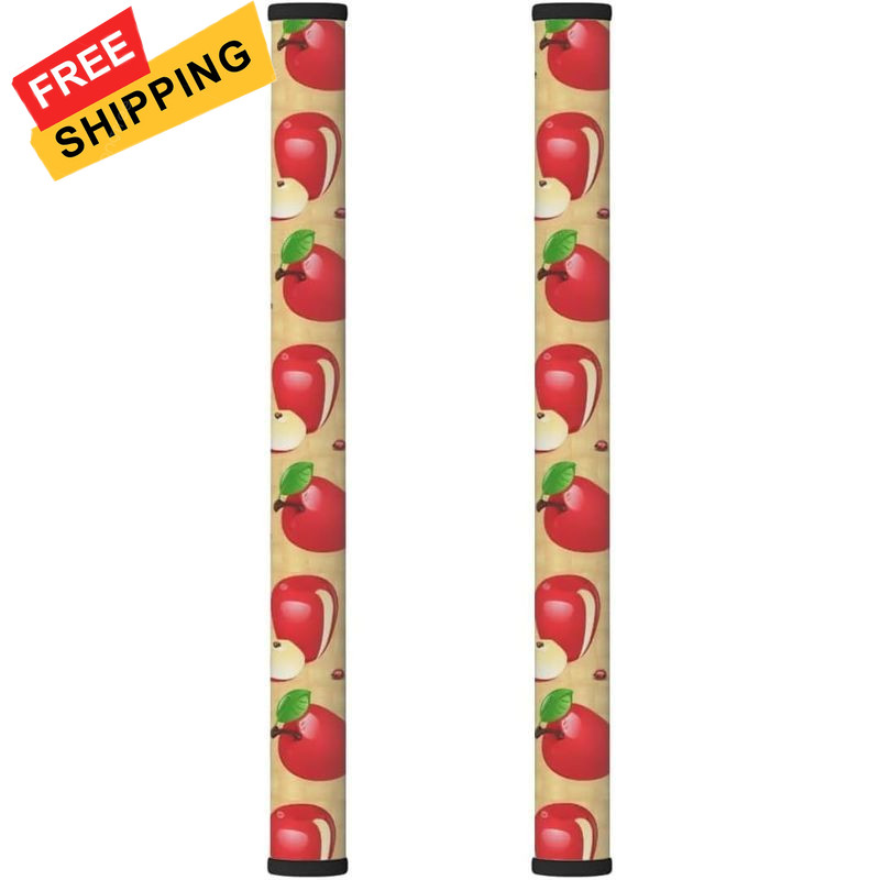 2PCS Apples Pattern Refrigerator Door Handle Covers, Microwave Red